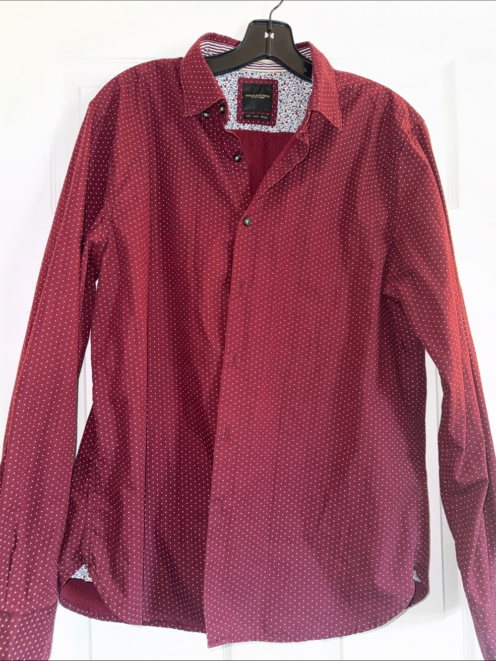 Denim & Flower Men's Burgundy Dot-Print Button-Down Shirt